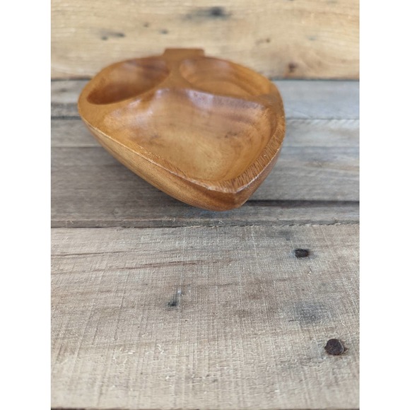Vintage Monkey Pod Leaf Shaped Three Section Dish / Boho decor - Picture 5 of 10